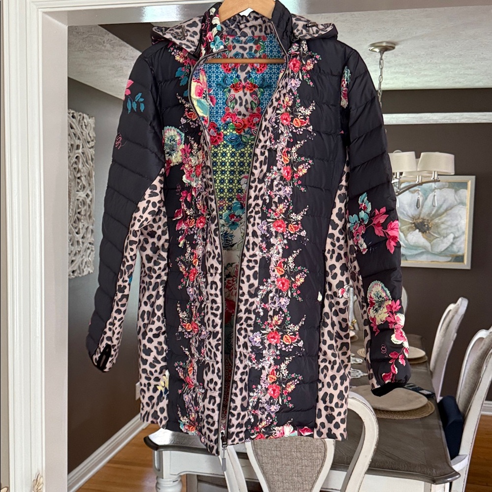 Johnny Was Multicolor Floral Puffer Jacket